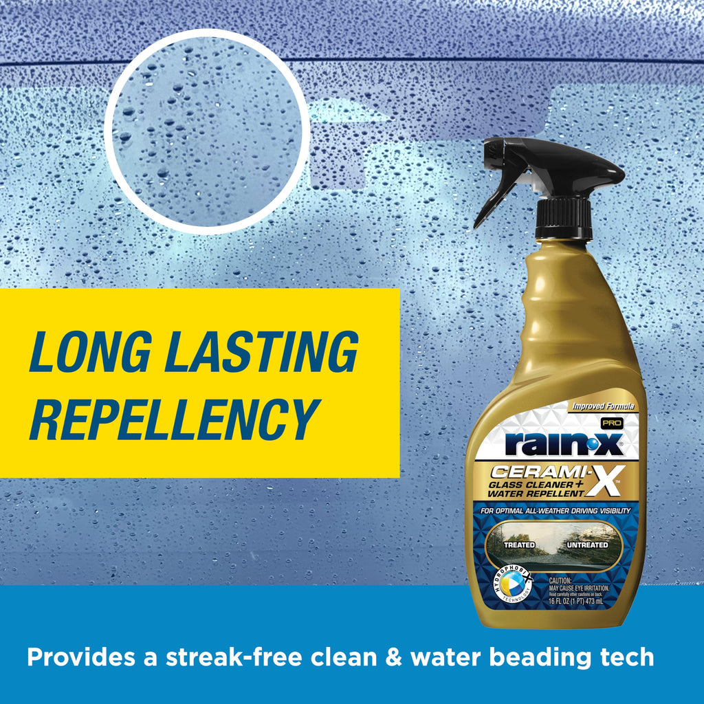 Rain-X 630177SRP Cerami-X Glass Cleaner + Water Repellent, 23oz - Cleaning Effectively While Remaining Streak Free, Protecting Against Contaminants and Stains