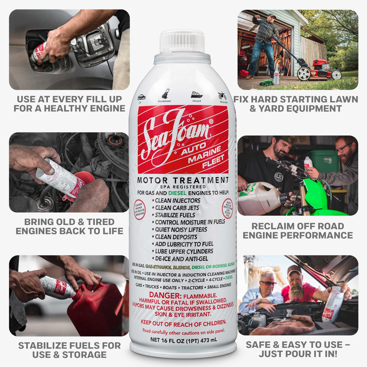Sea Foam Motor Treatment | Fuel & Oil Treatment | 16 oz, Pack of 3