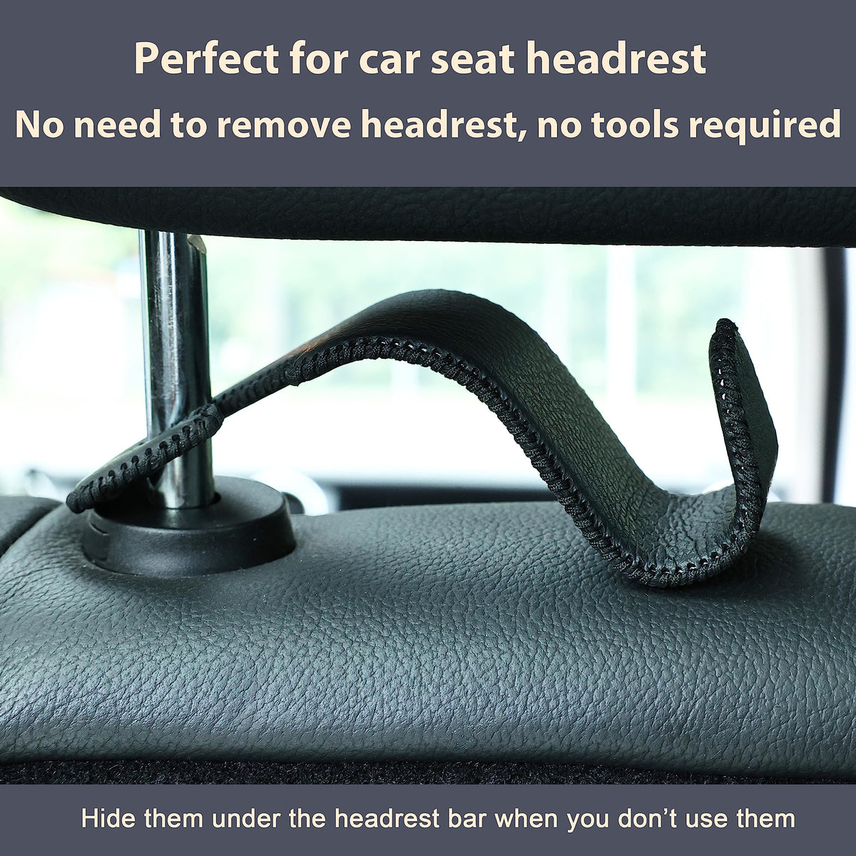 4-Pack Car Headrest Hooks Holds 55lbs Seat Storage Organizer for Bags