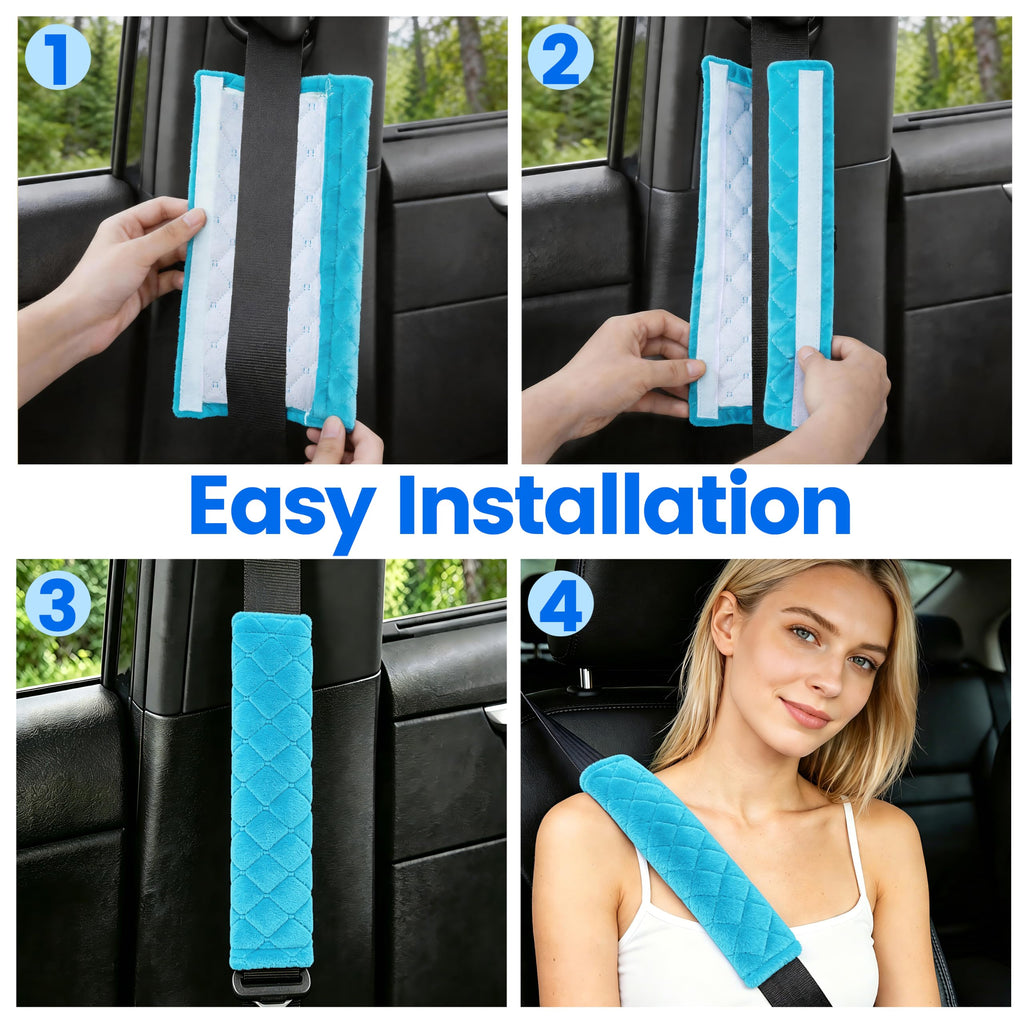 Amooca 2 Pack Seat Belt Covers Soft Shoulder Pad for Cars & Backpack