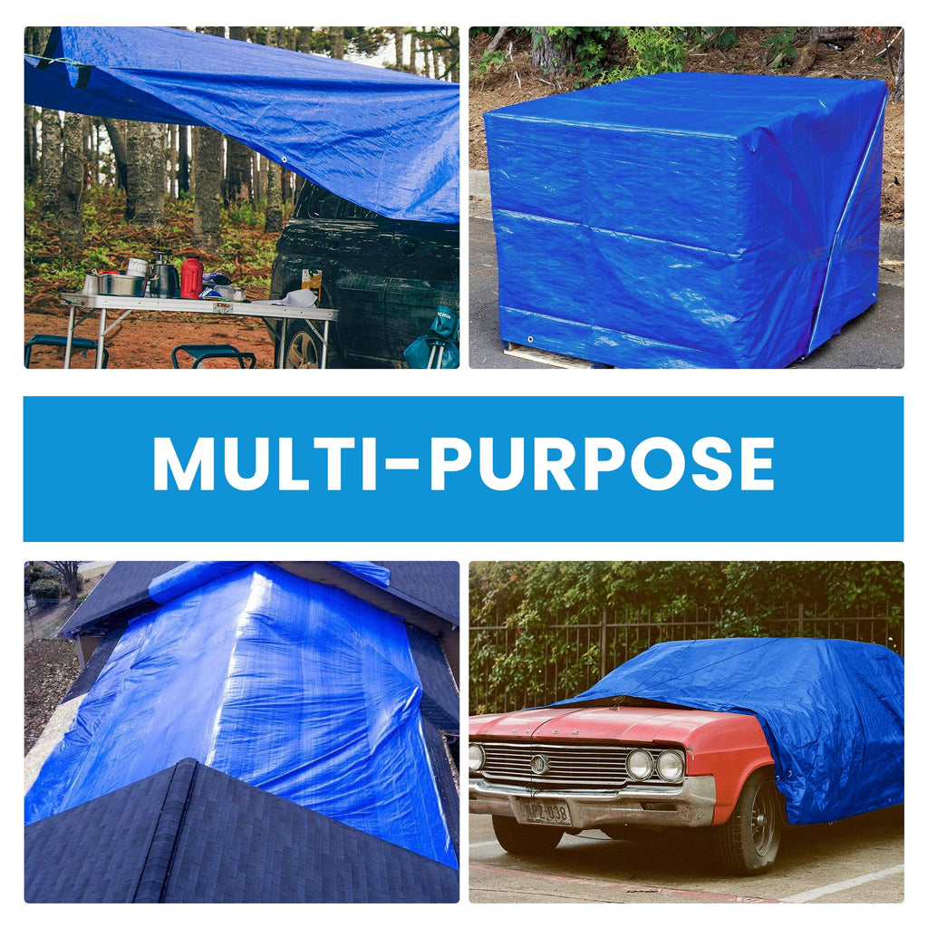 20x30Ft 5mil Waterproof Tarp, UV Resistant Blue Multipurpose Tarps
