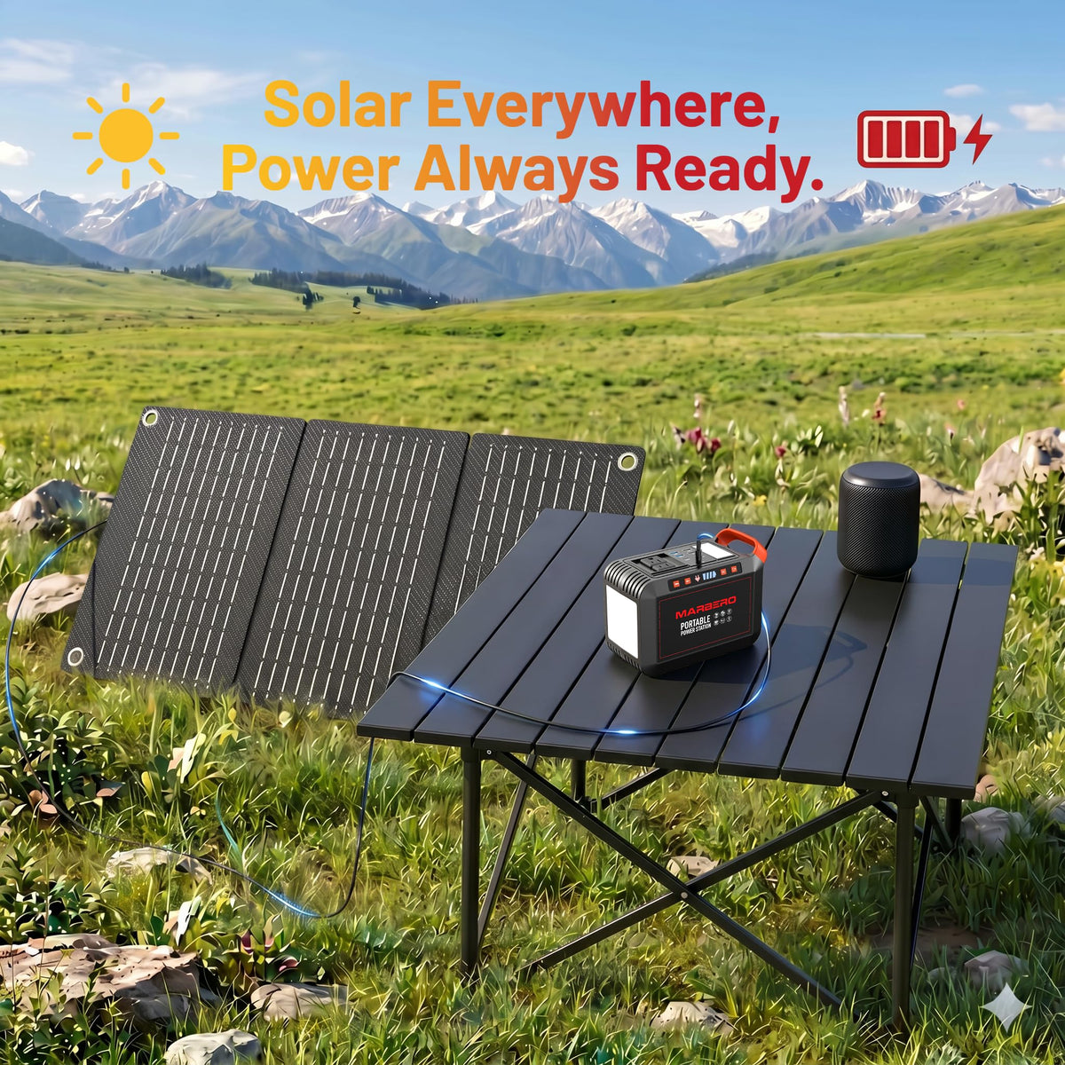MARBERO Portable Power Station 88Wh, 120W Surge, Solar Generator 24,000mAh