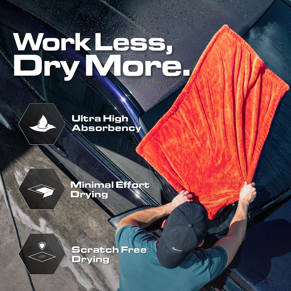Blackline Microfiber Car Drying Towel 24"x36", 1300GSM Twisted Loop