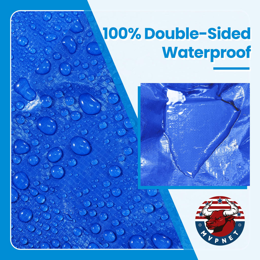 20x30Ft 5mil Waterproof Tarp, UV Resistant Blue Multipurpose Tarps