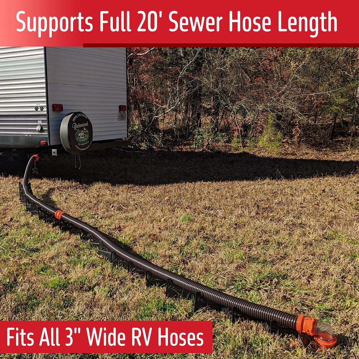 Beech Lane 20 Foot RV Sewer Hose Support, Patented Nesting Design For Small Storage, Quick Setup and Collapse, Ensures Proper Drainage